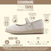 CUSHIONAIRE Tapas Canvas Mary Jane Flat Espadrilles for Women, Cushioned Comfort Closed Toe with Adjustable Strap(Beige)