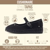 CUSHIONAIRE Tapas Canvas Mary Jane Flat Espadrilles for Women, Cushioned Comfort Closed Toe with Adjustable Strap(Black)