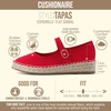 CUSHIONAIRE Tapas Canvas Mary Jane Flat Espadrilles for Women, Cushioned Comfort Closed Toe with Adjustable Strap(Red)