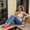 CUSHIONAIRE Tapas Canvas Mary Jane Flat Espadrilles for Women, Cushioned Comfort Closed Toe with Adjustable Strap(Red)