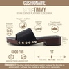 CUSHIONAIRE Timmi 100% Genuine Leather Suede Slides for Women, Slip On Low Heeled Dress Sandal with Studded Detail(Black Smooth Vegan Leather)