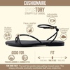 CUSHIONAIRE Tory Strappy Flat Sandals for Women, Toe Ring Sandals with Adjustable Buckle Ankle Strap, Wrap Style(Black)