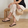 CUSHIONAIRE Tory Strappy Flat Sandals for Women, Toe Ring Sandals with Adjustable Buckle Ankle Strap, Wrap Style(Black)