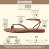 CUSHIONAIRE Tory Strappy Flat Sandals for Women, Toe Ring Sandals with Adjustable Buckle Ankle Strap, Wrap Style(Whiskey)