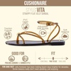 CUSHIONAIRE Vita Jelly Sandals for Women, Casual Lightweight Womens Strappy Sandals with Adjustable Buckle Strap and Gold Hardware Accent(Chocolate)