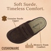 CUSHIONAIRE Wally Loafer-Style Suede Clogs for Men, Slip-On Backless Indoor Outdoor Mens Shoes with Cushioned Footbed(Brown)