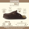 CUSHIONAIRE Wally Loafer-Style Suede Clogs for Men, Slip-On Backless Indoor Outdoor Mens Shoes with Cushioned Footbed(Brown)