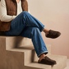 CUSHIONAIRE Wally Loafer-Style Suede Clogs for Men, Slip-On Backless Indoor Outdoor Mens Shoes with Cushioned Footbed(Brown)