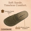 CUSHIONAIRE Wally Loafer-Style Suede Clogs for Men, Slip-On Backless Indoor Outdoor Mens Shoes with Cushioned Footbed(Olive)