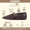 CUSHIONAIRE Wit Hand Woven Womens Flats, Comfortable Mary Jane Ballet Flat with Adjustable Buckle Braided Strap and Cushioned Memory Foam(Brown)