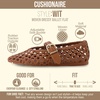 CUSHIONAIRE Wit Hand Woven Womens Flats, Comfortable Mary Jane Ballet Flat with Adjustable Buckle Braided Strap and Cushioned Memory Foam(Cognac)