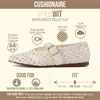 CUSHIONAIRE Wit Hand Woven Womens Flats, Comfortable Mary Jane Ballet Flat with Adjustable Buckle Braided Strap and Cushioned Memory Foam(Cream)