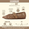 CUSHIONAIRE Wit Hand Woven Womens Flats, Comfortable Mary Jane Ballet Flat with Adjustable Buckle Braided Strap and Cushioned Memory Foam(Latte)