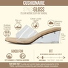 CUSHIONAIRE Women’s Gloss Lucite Wedge Heel Mule Sandals +Memory Foam, Wide Widths Available(Clear)