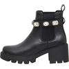 CUSHIONAIRE Women’s Julie chelsea boot with Jeweled strap +Memory Foam(Black)