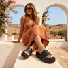 CUSHIONAIRE Women’s Kudos Platform Slide Sandals | Casual Sandals(Black)