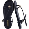 CUSHIONAIRE Alias Squared Toe Womens Sandals, T-Strap Flat Sandal with Cushioned Footbed and Adjustable Ankle Strap(Black)
