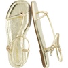 CUSHIONAIRE Alias Squared Toe Womens Sandals, T-Strap Flat Sandal with Cushioned Footbed and Adjustable Ankle Strap(Gold)