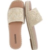 CUSHIONAIRE Bolero Sandals for Women, Woven Raffia Slide with Jute Sole, Floral Straw Detail and Memory Foam(Natural)