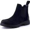 CUSHIONAIRE Britain Genuine Suede Chelsea Ankle Boots for Women(Black)