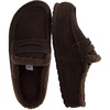 CUSHIONAIRE Casey Genuine Suede Moccasin Slippers for Women, Cozy House Shoes with Moc Toe and Penny Loafer Strap(Chocolate)