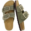 CUSHIONAIRE Cashew Slip On Womens Sandals, Genuine Suede Leather Braided Double Strap Slide On Sandals with Adjustable Big Buckle for Women(Olive)