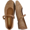 CUSHIONAIRE Darla Kids Mesh Mary Jane Ballet Flats, Girls Shoes with Buckle(Brown)