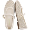 CUSHIONAIRE Darla Kids Mesh Mary Jane Ballet Flats, Girls Shoes with Buckle(Cream)