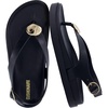 CUSHIONAIRE Expo Thong Sandals for Women, Comfortable Slingback Sandals with Arch Support and Cushioned Footbed(Black)