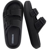 CUSHIONAIRE Fame Pillow Recovery Sandals for Women, Adjustable Double Buckle Waterproof EVA Cloud Slides for Women(Black)