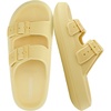 CUSHIONAIRE Fame Pillow Recovery Sandals for Women, Adjustable Double Buckle Waterproof EVA Cloud Slides for Women(Golden)