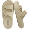 CUSHIONAIRE Fame Pillow Recovery Sandals for Women, Adjustable Double Buckle Waterproof EVA Cloud Slides for Women(Khaki)