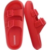 CUSHIONAIRE Fame Pillow Recovery Sandals for Women, Adjustable Double Buckle Waterproof EVA Cloud Slides for Women(Red)