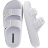 CUSHIONAIRE Fame Pillow Recovery Sandals for Women, Adjustable Double Buckle Waterproof EVA Cloud Slides for Women(White)