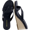 CUSHIONAIRE Ferry Espadrille Wedge Sandals for Women, Thong Platform Flip Flops with Cross Strap and Slip-On Design(Black)