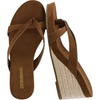 CUSHIONAIRE Ferry Espadrille Wedge Sandals for Women, Thong Platform Flip Flops with Cross Strap and Slip-On Design(Chocolate)