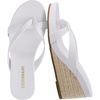 CUSHIONAIRE Ferry Espadrille Wedge Sandals for Women, Thong Platform Flip Flops with Cross Strap and Slip-On Design(Ivory)