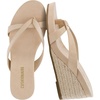 CUSHIONAIRE Ferry Espadrille Wedge Sandals for Women, Thong Platform Flip Flops with Cross Strap and Slip-On Design(Sand)
