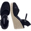 CUSHIONAIRE Flora Platform Espadrilles for Women, Dressy Wedge Closed Toe Sandals with Ankle Strap and Cushioned Footbed(Black)
