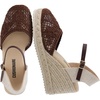 CUSHIONAIRE Flora Platform Espadrilles for Women, Dressy Wedge Closed Toe Sandals with Ankle Strap and Cushioned Footbed(Brown)