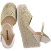 CUSHIONAIRE Flora Platform Espadrilles for Women, Dressy Wedge Closed Toe Sandals with Ankle Strap and Cushioned Footbed(Gold)