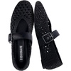 CUSHIONAIRE Gabby Woven Mary Jane Ballet Flats for Women, Comfortable Dressy Flat Shoes with Adjustable Gold-Tone Buckle and Memory Foam Cushioning(Black)