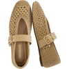 CUSHIONAIRE Gabby Woven Mary Jane Ballet Flats for Women, Comfortable Dressy Flat Shoes with Adjustable Gold-Tone Buckle and Memory Foam Cushioning(Brown)