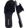 CUSHIONAIRE Gemma Knit Flat Slide Sandals for Women with Woven Strap(Black)