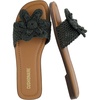 CUSHIONAIRE Gemma Knit Flat Slide Sandals for Women with Woven Strap(Blue)