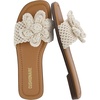 CUSHIONAIRE Gemma Knit Flat Slide Sandals for Women with Woven Strap(Natural)