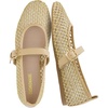 CUSHIONAIRE Gracie Mesh Mary Jane Flats for Women, Breathable Ballet Flats with Adjustable Buckle Strap and Memory Foam Cushioning(Natural)