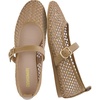 CUSHIONAIRE Gracie Mesh Mary Jane Flats for Women, Breathable Ballet Flats with Adjustable Buckle Strap and Memory Foam Cushioning(Taupe)
