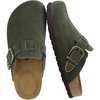 CUSHIONAIRE Hamlet Genuine Leather Suede Clogs for Women, Slip On Shoes with Detailed Metal Buckle Strap and Memory Foam Footbed(Khaki)