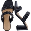 CUSHIONAIRE Irine Chunky Heels for Women, Braided Block Heel Sandals with Square Toe and Memory Foam(Black)